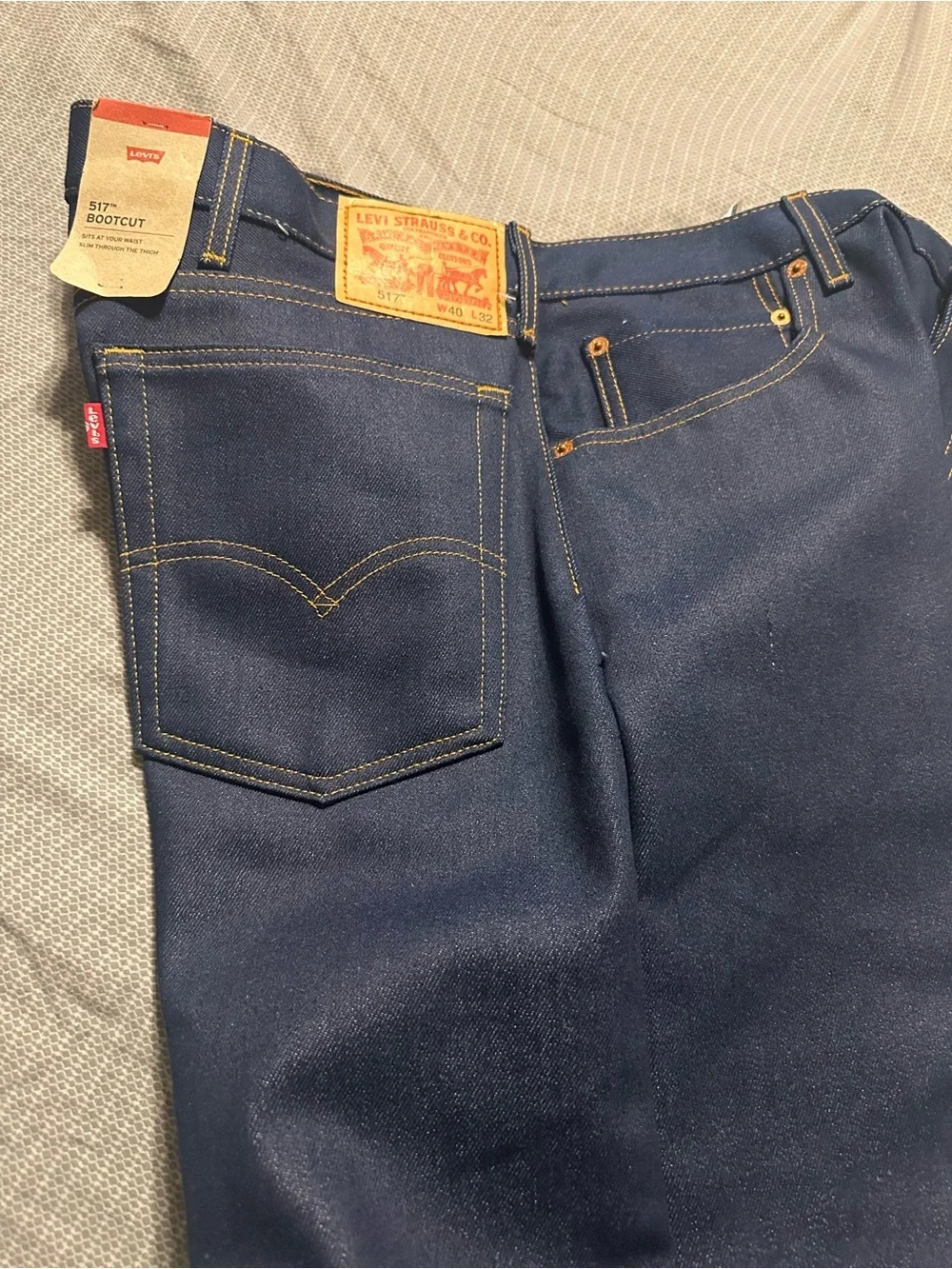 Levi's 517 Bootcut Jeans — Dark Indigo with Yellow Stitching
